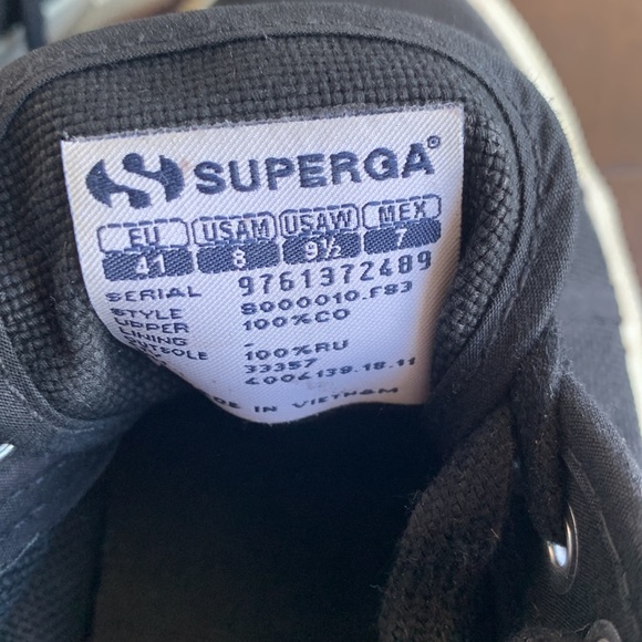 Superga 41 9.5US Cotu Classic Black and Cream Rubber Sole Sneaker Casual… - Picture 9 of 10